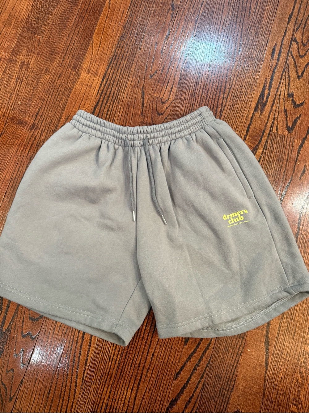 DRMERS Club Gray Cotton Drawstring Shorts with Yellow Logo